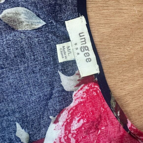 Umgee Kimono Womens M L Navy Floral Fringe Boho Festival Open Front - Picture 5 of 5